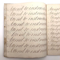 Master Brown's 1820 British Calligraphy Practice Notebook with Spencerian Drawing