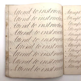 Master Brown's 1820 British Calligraphy Practice Notebook with Spencerian Drawing
