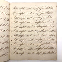 Master Brown's 1820 British Calligraphy Practice Notebook with Spencerian Drawing