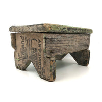Beautiful Primitive Antique Stool with Crate Wood Sides and Old Green Paint