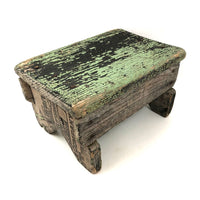 Beautiful Primitive Antique Stool with Crate Wood Sides and Old Green Paint