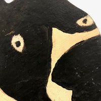 Folk Art Wooden Cutout Box with One Short Ear and Red Collar