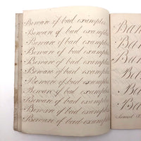 Master Brown's 1820 British Calligraphy Practice Notebook with Spencerian Drawing