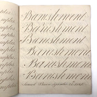 Master Brown's 1820 British Calligraphy Practice Notebook with Spencerian Drawing