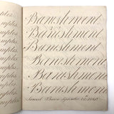 Master Brown's 1820 British Calligraphy Practice Notebook with Spencerian Drawing