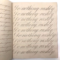 Master Brown's 1820 British Calligraphy Practice Notebook with Spencerian Drawing