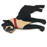 Folk Art Wooden Cutout Box with One Short Ear and Red Collar
