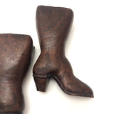 Nicely Carved Antique Boot Shaped Vesta, A Pair