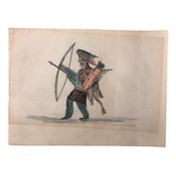 Old Naive Drawing of Native American Warrior with Bow and Arrow