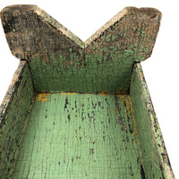 Beautiful Primitive Antique Stool with Crate Wood Sides and Old Green Paint