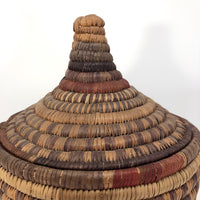 Colorful Vintage Handwoven Lidded Basket Presumed African