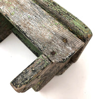 Beautiful Primitive Antique Stool with Crate Wood Sides and Old Green Paint