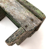Beautiful Primitive Antique Stool with Crate Wood Sides and Old Green Paint