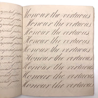 Master Brown's 1820 British Calligraphy Practice Notebook with Spencerian Drawing