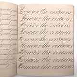 Master Brown's 1820 British Calligraphy Practice Notebook with Spencerian Drawing