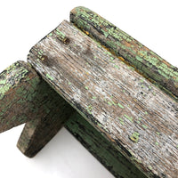 Beautiful Primitive Antique Stool with Crate Wood Sides and Old Green Paint