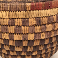 Colorful Vintage Handwoven Lidded Basket Presumed African
