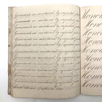 Master Brown's 1820 British Calligraphy Practice Notebook with Spencerian Drawing