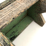 Beautiful Primitive Antique Stool with Crate Wood Sides and Old Green Paint