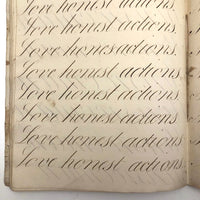 Master Brown's 1820 British Calligraphy Practice Notebook with Spencerian Drawing