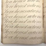 Master Brown's 1820 British Calligraphy Practice Notebook with Spencerian Drawing