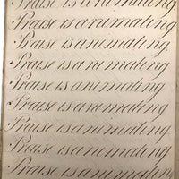 Master Brown's 1820 British Calligraphy Practice Notebook with Spencerian Drawing