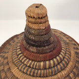 Colorful Vintage Handwoven Lidded Basket Presumed African