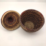 Colorful Vintage Handwoven Lidded Basket Presumed African