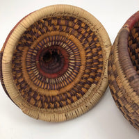 Colorful Vintage Handwoven Lidded Basket Presumed African