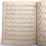Master Brown's 1820 British Calligraphy Practice Notebook with Spencerian Drawing