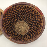 Colorful Vintage Handwoven Lidded Basket Presumed African