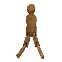 Sweet Old Crate Wood Dancing Doll with Feminine Graphite Drawn Face, Early 20th c.