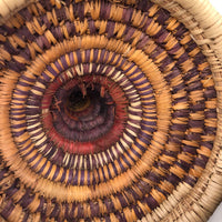 Colorful Vintage Handwoven Lidded Basket Presumed African