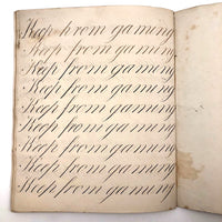 Master Brown's 1820 British Calligraphy Practice Notebook with Spencerian Drawing