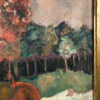 Oil on Canvas Landscape with Sliced Apples, Signed Burns