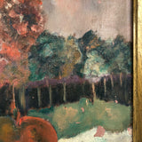 Oil on Canvas Landscape with Sliced Apples, Signed Burns