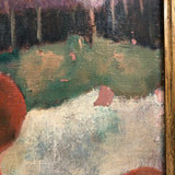 Oil on Canvas Landscape with Sliced Apples, Signed Burns