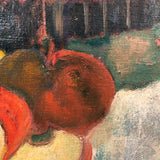 Oil on Canvas Landscape with Sliced Apples, Signed Burns