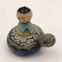 Charming Vintage Japanese Hand-painted Kokeshi-type Boy on Turtle