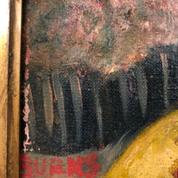 Oil on Canvas Landscape with Sliced Apples, Signed Burns