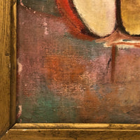 Oil on Canvas Landscape with Sliced Apples, Signed Burns