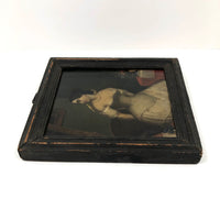 SOLD Woman and Bird, Very Finely Done Small 19th C. Oil on Tin Boudoir Painting