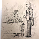 How Long is an Omelet? Vintage Pen and Ink Cartoon Drawing