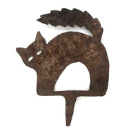 Old Folk Art Iron Cutout Cat with Lightening Bolt Tail