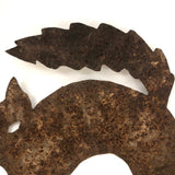 Old Folk Art Iron Cutout Cat with Lightening Bolt Tail