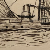 Two Late 19th C. Boston Pen and Ink Clipper Ship Drawings on Ledger Paper