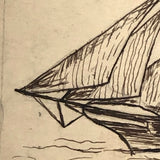 Two Late 19th C. Boston Pen and Ink Clipper Ship Drawings on Ledger Paper