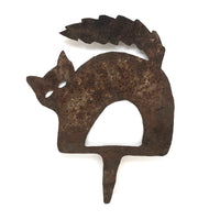 Old Folk Art Iron Cutout Cat with Lightening Bolt Tail