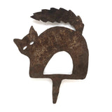 Old Folk Art Iron Cutout Cat with Lightening Bolt Tail