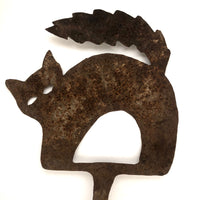 Old Folk Art Iron Cutout Cat with Lightening Bolt Tail